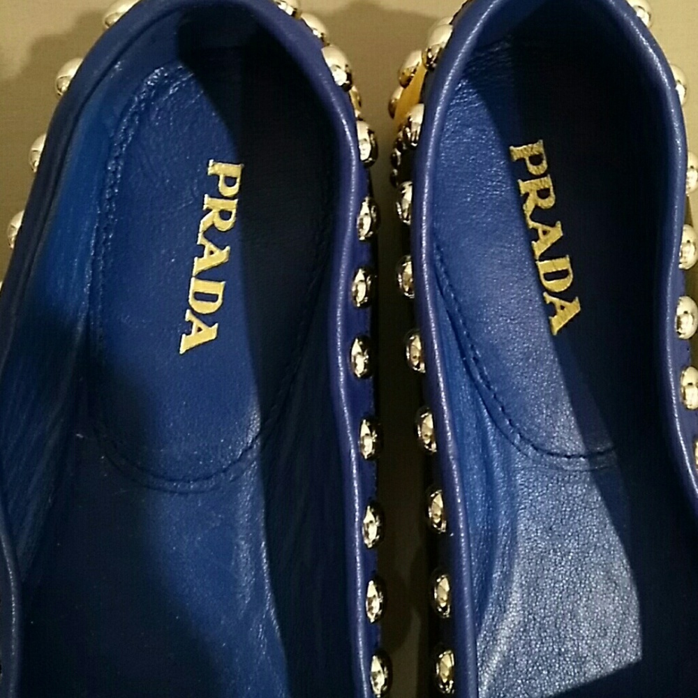 New PRADA Studded Colorblock Moccasins size 37.5 - Picture 5 of 5